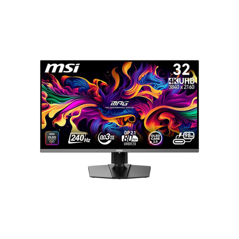 MSI MPG 322URXDE QD-OLED Gaming Monitor - 4K UHD, 240Hz, 0,03ms MSI OLED Care 2.0, HDMI 2.1-48Gbps Bandbreite, 4K 120Hz-Unterstützung, VRR und ALLM