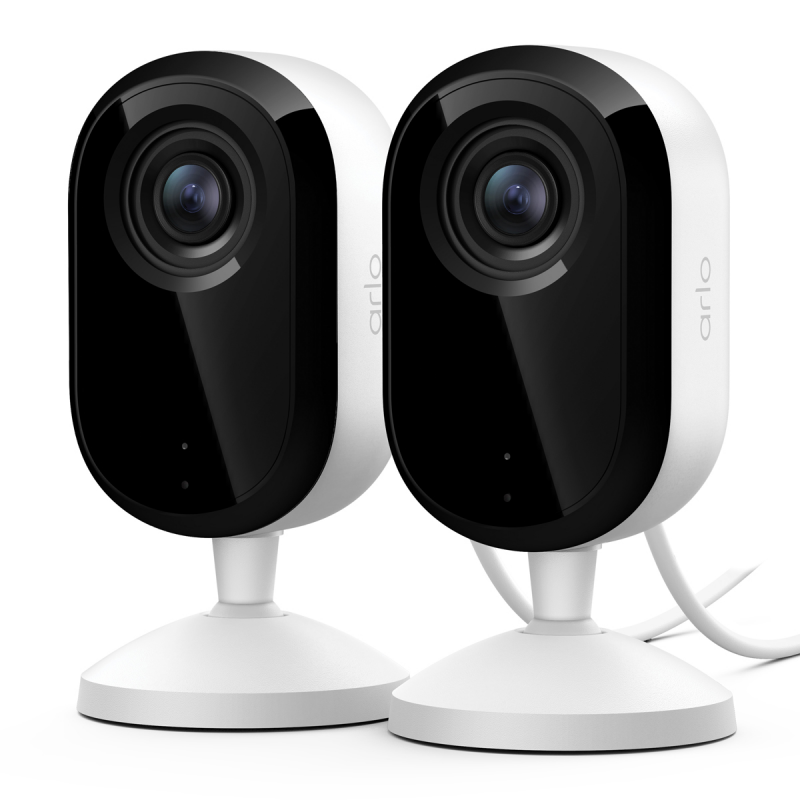 Arlo Essential 3 2K Indoor-Kamera Weiß 2er Set 3MP (2304x1296), WLAN, Netzteil, Indoor, Zwei-Wege-Audio, Auto. Objektiv-Abdeckung