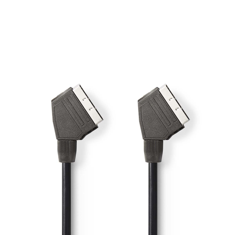 Nedis SCART-Kabel | SCART Stecker | SCART Stecker - Vernickelt | 480p | 1.50 m | Rund | PVC | Schwarz | Label