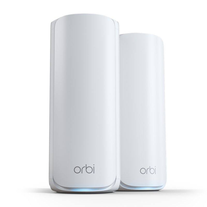 NETGEAR Orbi 770 Serie WiFi 7 Mesh-System 2er-Pack WLAN BE10800 Triband, 5x 2.5G LAN, 1x 2.5G WAN, Abdeckung bis zu 360 m²