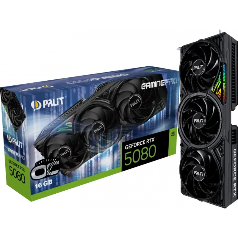 Palit GeForce RTX 5080 GamingPro OC - 16GB GDDR7, HDMI, 3x DP