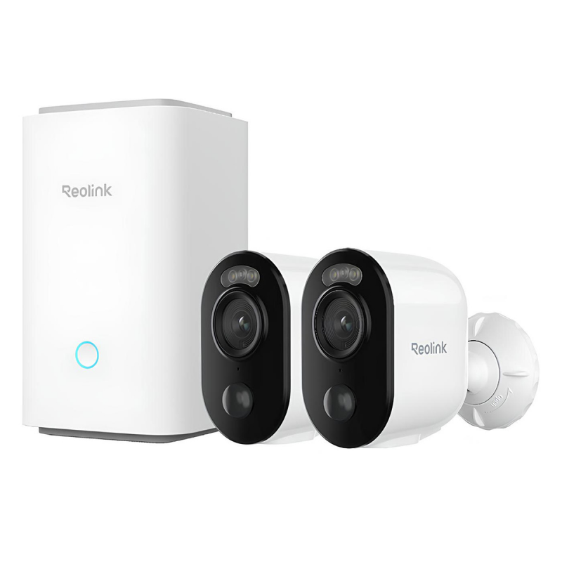 Reolink Argus Series B310 Kamera 2er Set mit Hub 3MP (2304x1296), WLAN, 6000 mAh Akku, IP65 Wetterschutz, Nachtsicht in Farbe