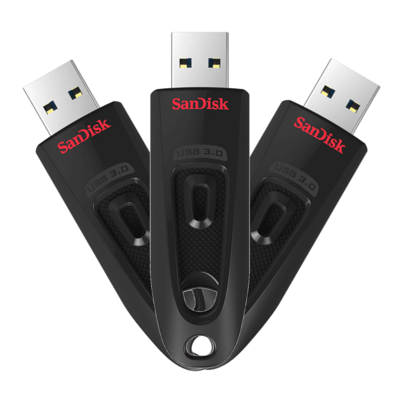 3er Pack SanDisk Ultra Typ-A 32GB USB-Stick Ohne Schutzkappe, bis zu 100 MB/s, USB 3.2 Gen 1x1 (5 Gbit/s)