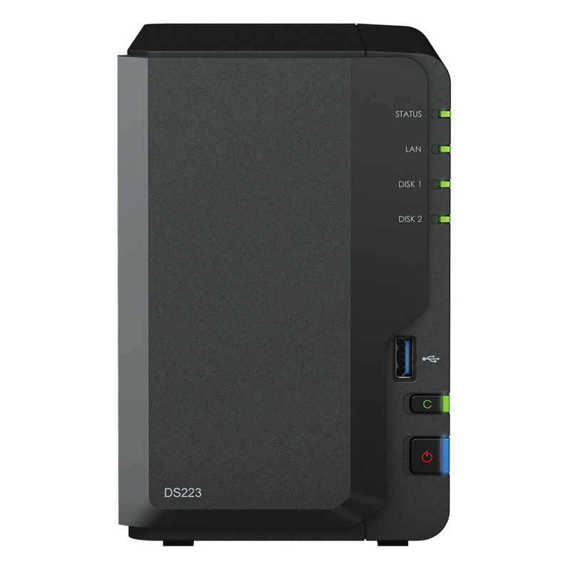 Synology DiskStation DS223 NAS 2-Bay 0/2 2,5"/3,5" SATA HDD/SSD, 1x Gigabit LAN, 3x USB 3.0, 2GB RAM