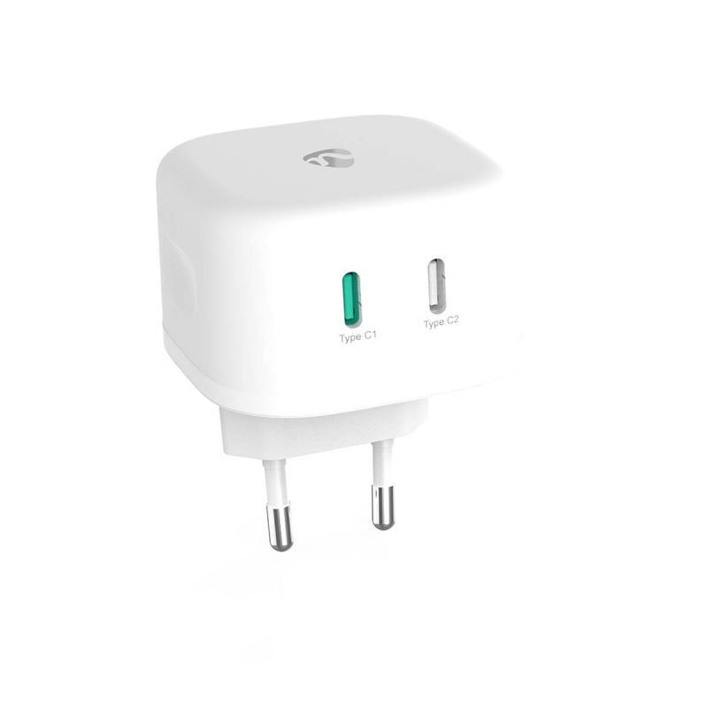 Nedis Netzladegerät | 45 W | GaN | Schnellladefunktion - 2.25 A / 3.0 A | Anzahl der Ausgänge: 2 | 2x USB-C™ | Automatische Spannungswahl
