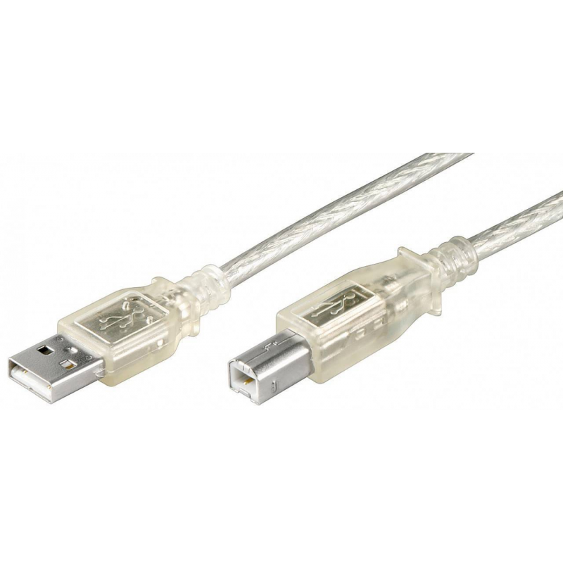 Goobay USB 2.0 Hi-Speed Kabel 1,8 m, Transparent USB 2.0-Stecker (Typ A) > USB 2.0-Stecker (Typ B)