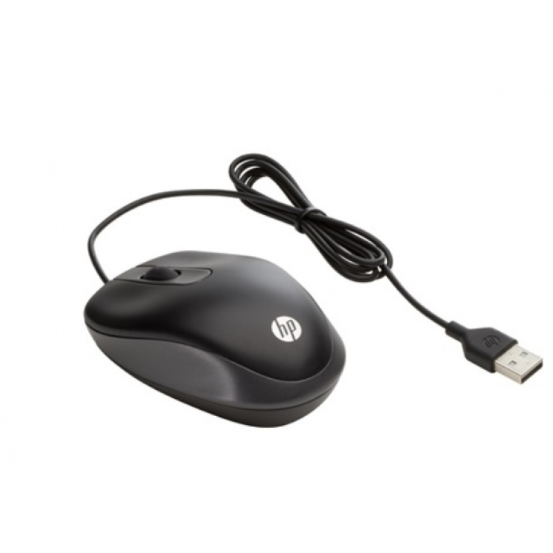 HP USB-Reisemaus Travel - optische Maus (kabelgebunden, 1000dpi, 2 Tasten, Linkshänder geeignet)