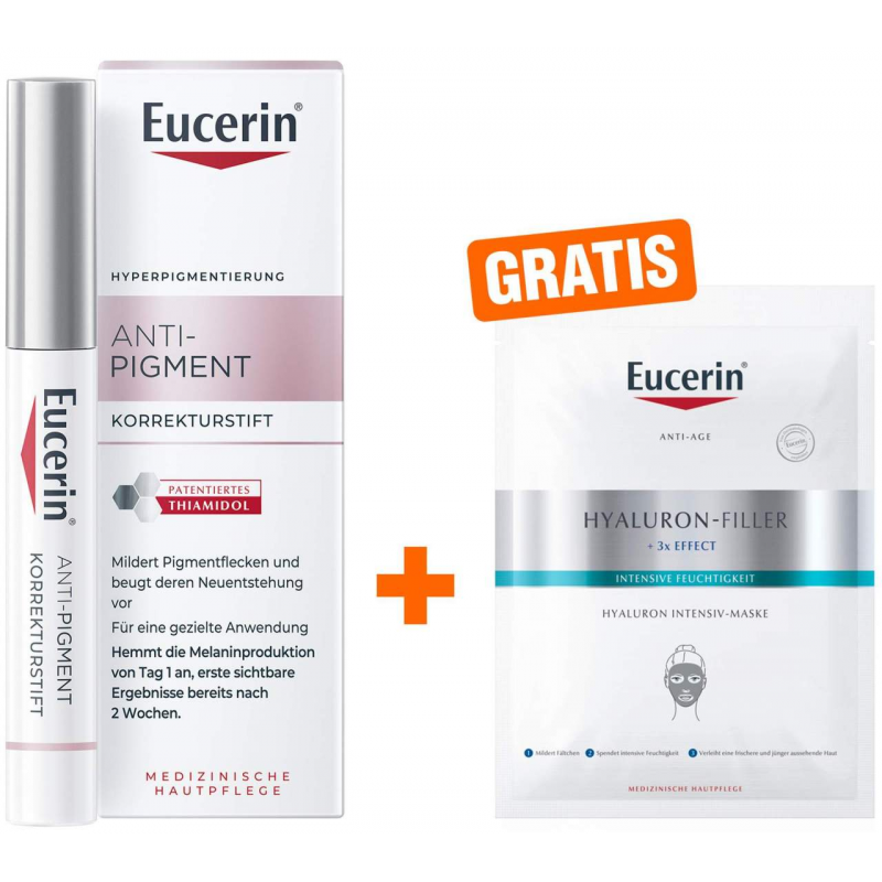 Eucerin Anti-Pigment Korrektur - Stift 1 Stück + gratis Anti Age Hyaluron Filler Intensiv Maske 1 Stück