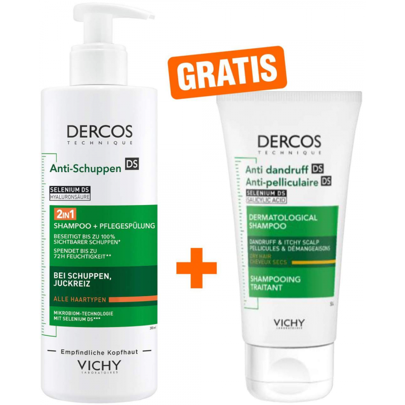 Vichy Dercos Anti-Schuppen 2in1 Shampoo + Conditioner 390 ml + gratis Vichy Dercos Anti Schuppen Shampoo 50 ml