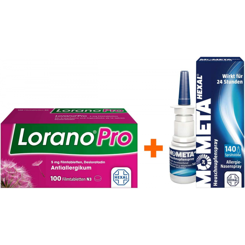 Lorano Pro 5 mg 100 Filmtabletten + Mometahexal Heuschnupfenspray 18 g