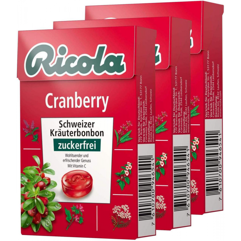 Ricola Box Cranberry zuckerfrei 3 x 50 g