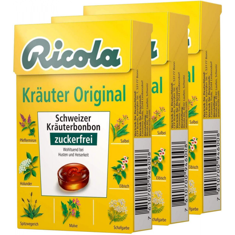 Ricola Box Kräuter zuckerfrei 3 x 50 g