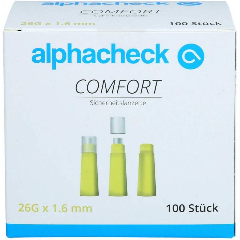 Alphacheck Comfort Sicherheitslanzetten 26 G X 1,6 mm 100 Stück