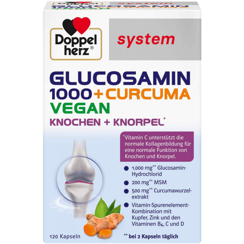 Doppelherz System Glucosamin 1000 + Curcuma Vegan 120 Kapseln