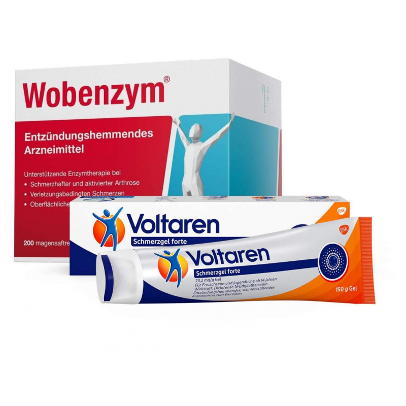 Sparset Voltaren forte 150 g + Wobenzym 200 Stück