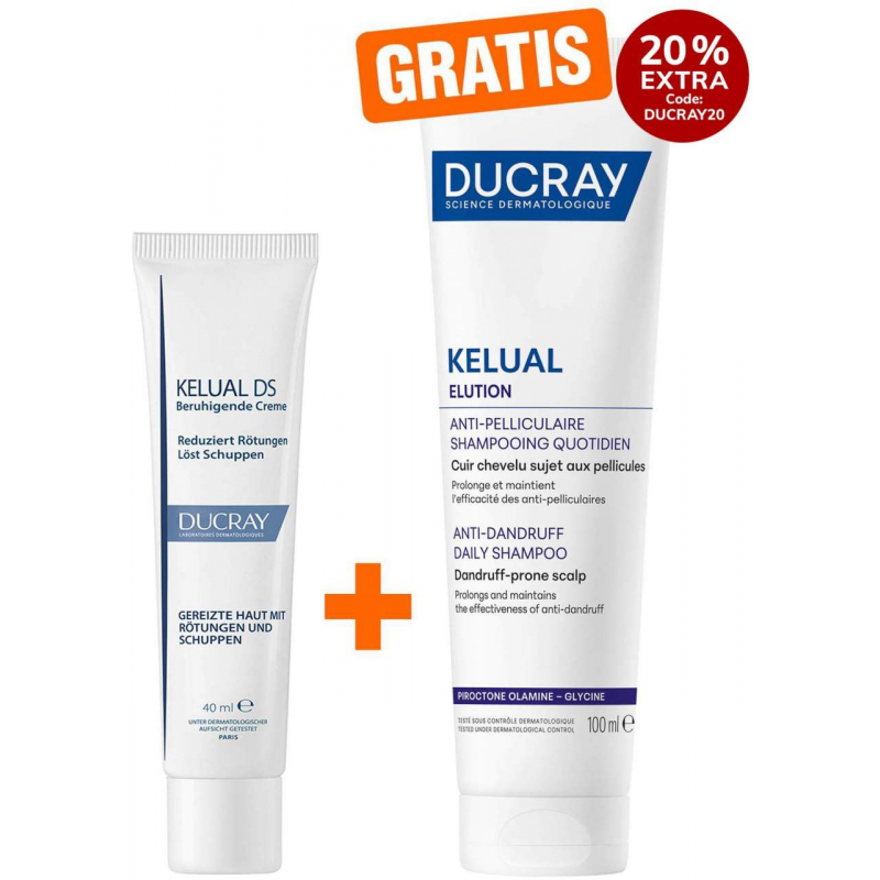 Ducray Kelual DS Creme beruhigende Anti-Schuppen Creme 40 ml + gratis Elution ausgleichs Shampoo 100 ml