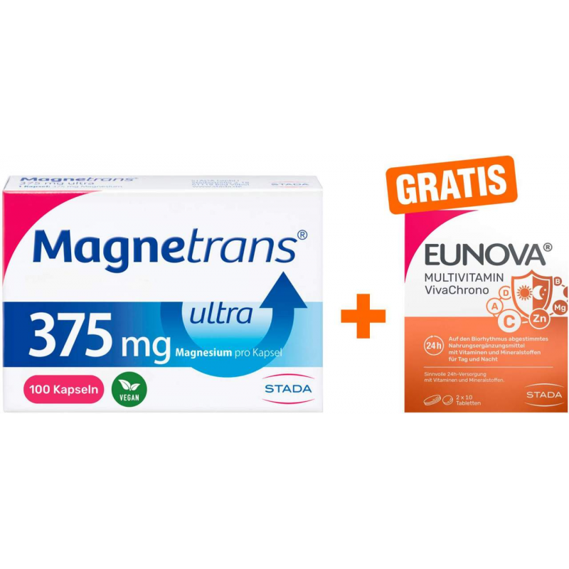 Magnetrans 375 mg Ultra 100 Kapseln + gratis Eunova VivaChrono 2 x 10 Tabletten