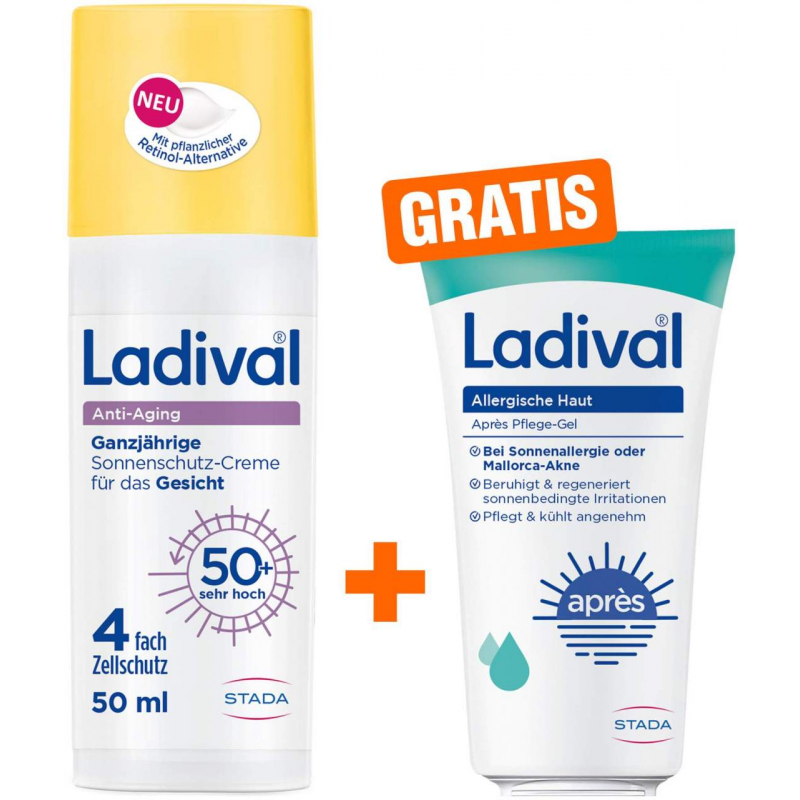 Ladival Anti-Aging Sonnenschutz-Creme LSF 50+ 50 ml + gratis Ladival allergische Haut Apres Pflege-Gel 50 ml
