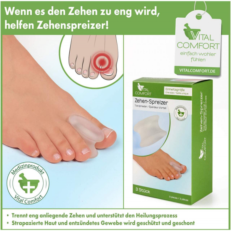 Vital Comfort Gel extra weich Zehenspreizer, 3 Stück