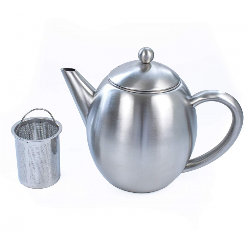 Thermo-Teekanne Doppelwandig Matt Edelstahl, 1 Liter