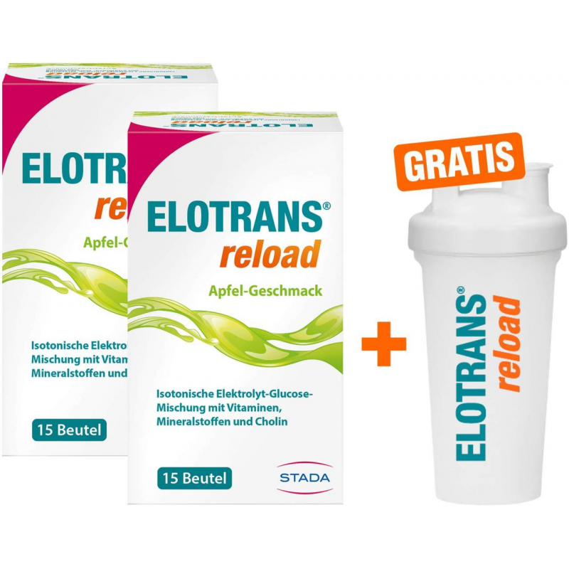Elotrans reload Apfel 2 x 15 Beutel + gratis Elotrans reload Shaker 1 Stück