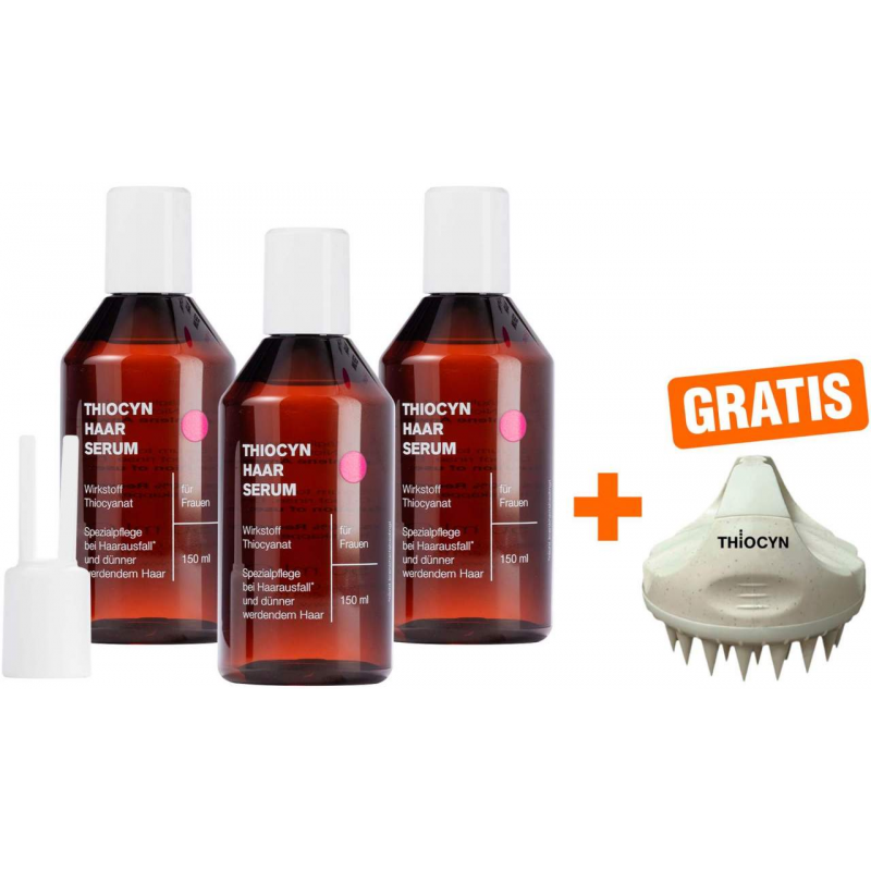 Thiocyn Haarserum Frauen vegan 3 x 150 ml + gratis Massagebürste 1 Stück