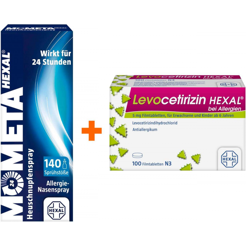 Mometahexal Heuschnupfenspray 50µg 18 g Nasenspray + Levocetirizin Hexal 100 Filmtabletten