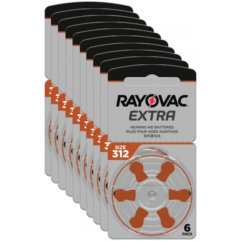 Rayovac Hörgerätebatterien 312 Braun 10 x 6 Stück