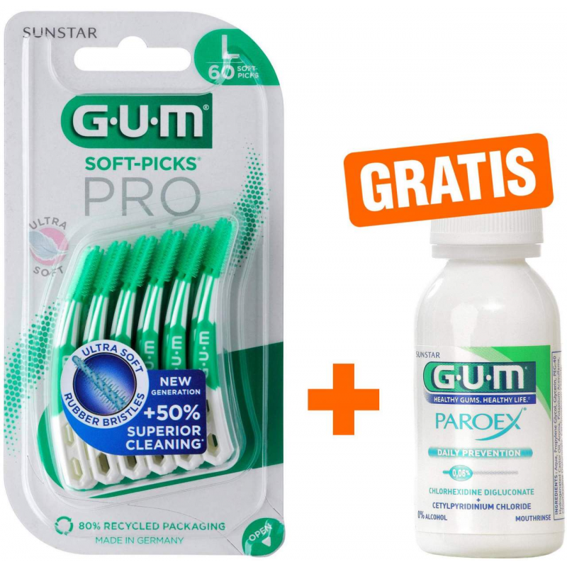 Gum Soft-Picks Pro large 60 Stück + gratis Paroex 0,06 CHX Mundspülung 30 ml