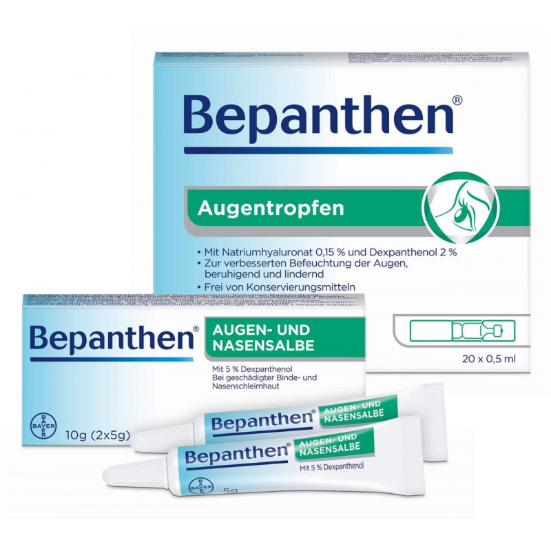 Bepanthen 20 x 0,5 ml Augentropfen + Bepanthen Augen & Nasensalbe 10 g