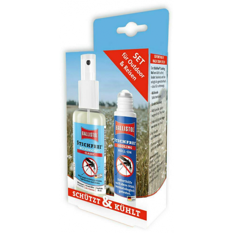 Ballistol Stichfrei Classic Pumpspray 100 ml + Stichfrei Cooling Roll-on 10 ml