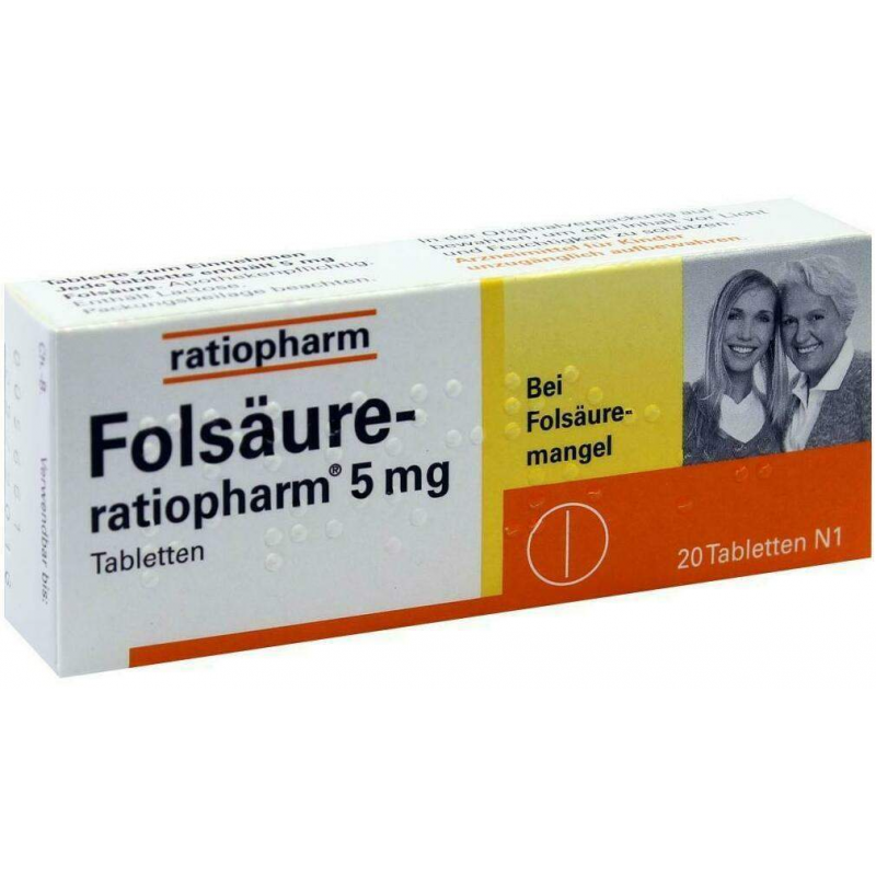 Folsäure-Ratiopharm 5 mg 20 Tabletten