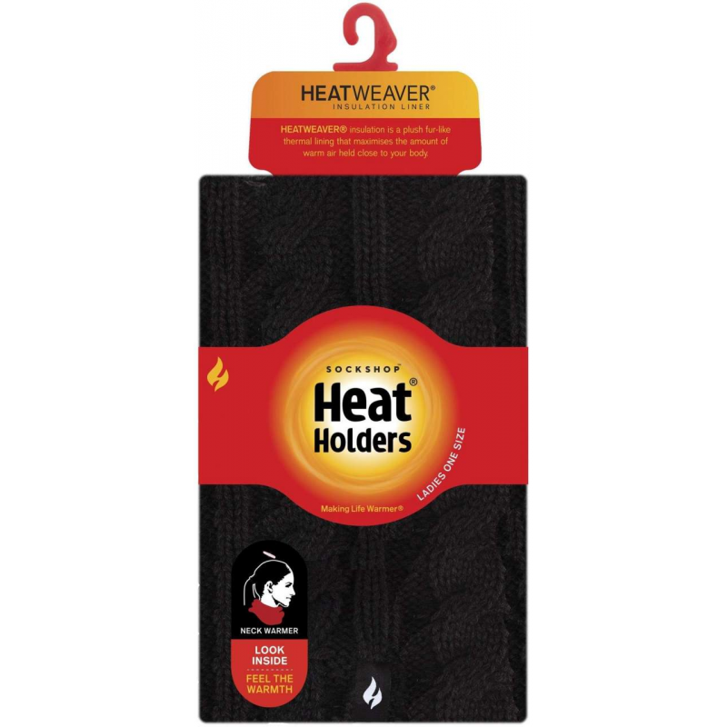 Heat Holders Thermo-Halswärmer mit Zopfmuster 1 Stück Schwarz