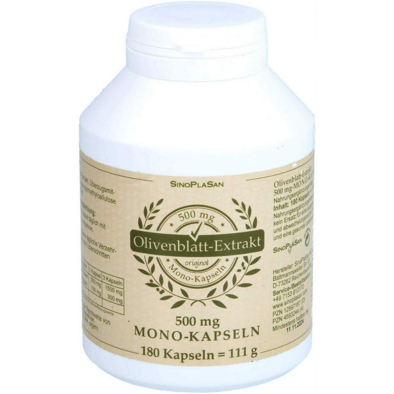 Olivenblatt-Extrakt 500 mg Mono 180 Kapseln