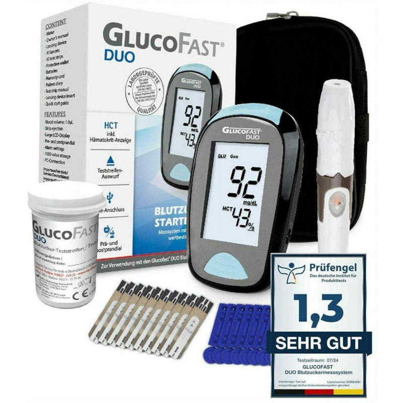 GLUCOFAST Duo Blutzucker-Messsystem mg je dl