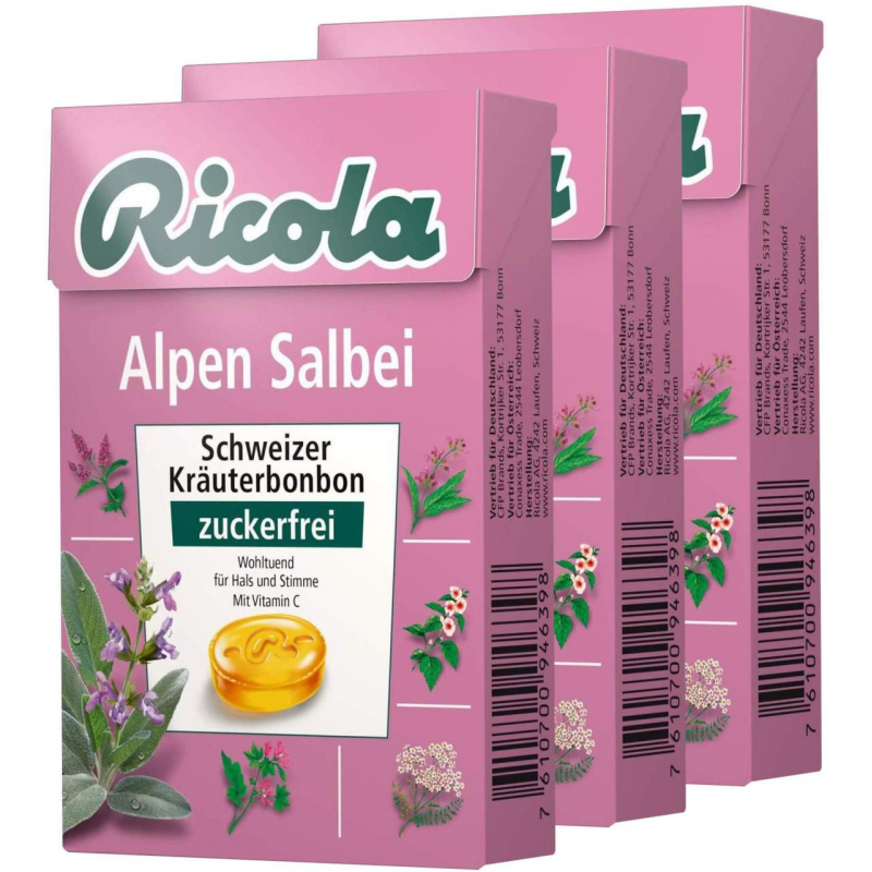 Ricola Box Alpen Salbei zuckerfrei 3 x 50 g