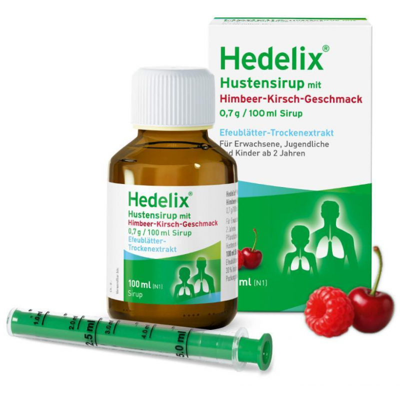 Hedelix Hustensirup mit Himbeer-Kirsch-Geschmack 100 ml