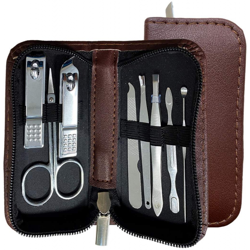 Manikür Set 9-tlg. mit Etui Braun