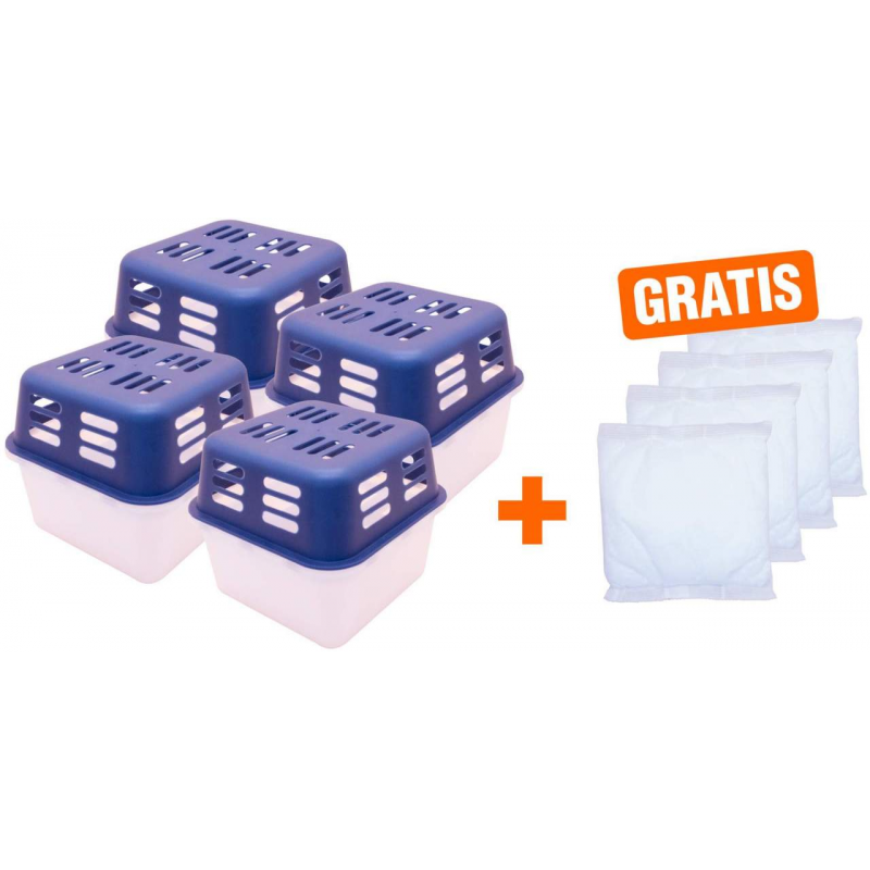 4 x Raumentfeuchter Set + 4 x Gratis 350 g Nachfüllpackung
