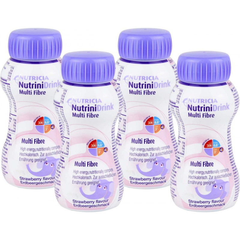 Nutrini Drink Multifibre Erdbeergeschmack 32 X 200 ml Flüssigkeit