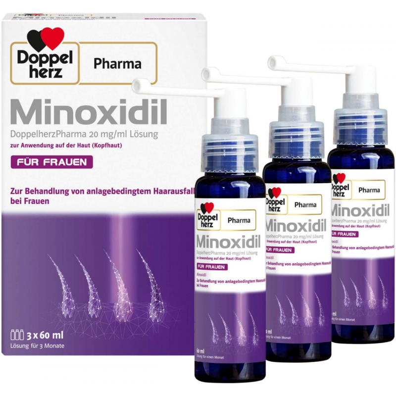 Minoxidil Doppelherz Pharma 20 mg je ml 3 x 60 ml Lösung für Frauen