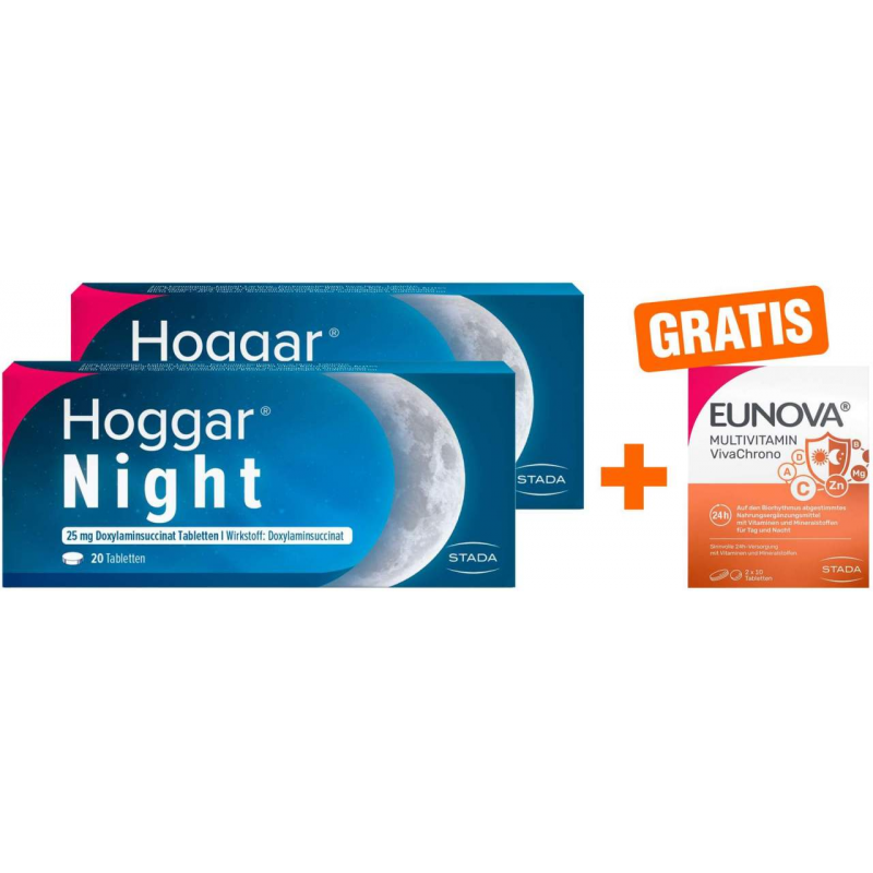 Hoggar Night 2 x 20 Tabletten + gratis Eunova VivaChrono 2 x 10 Tabletten
