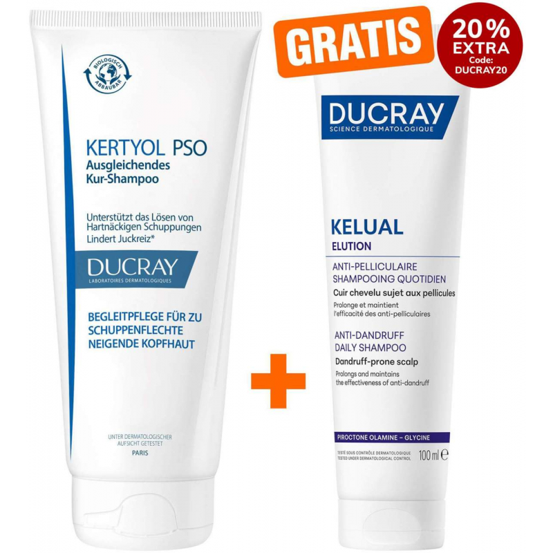 Ducray Kertyol PSO Kur-Shampoo 200 ml + gratis Ducray Elution 100 ml