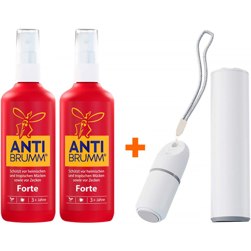 Anti Brumm Forte Pumpzerstäuber 2 x 150 ml + elek. Mini Insektenstichheilerheat USB-C inkl. Akku 1 Stück