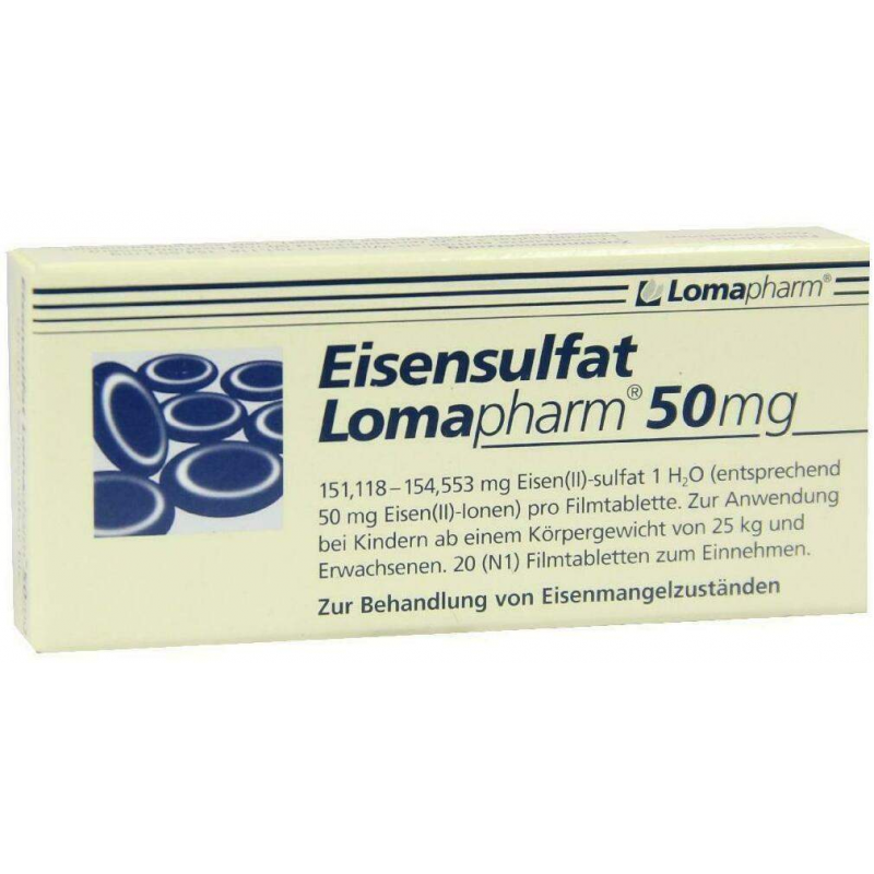 Eisensulfat Lomapharm 50 mg 20 Filmtabletten