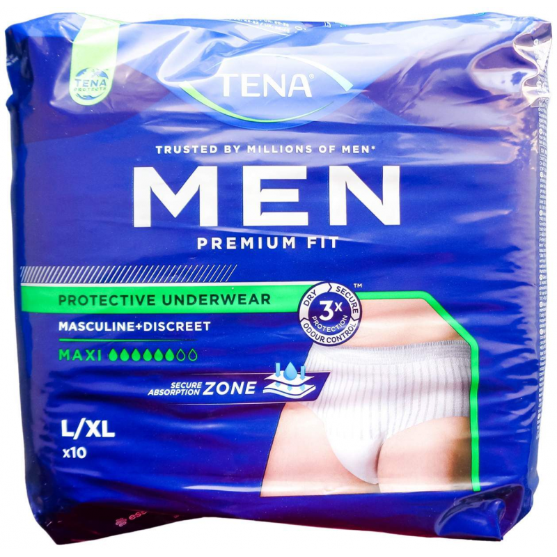 Tena Men Premium Fit Protective Underwear Maxi L-Xl 10 Stück