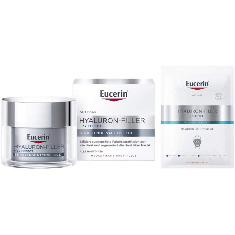 Eucerin Hyaluron Filler Nachtpflege 50 ml + gratis Eucerin Anti Age Hyaluron Filler Intensiv Maske 1 Stück