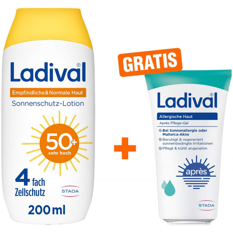 Ladival empfindliche & normale Haut Sonnenschutz-Lotion LSF 50+ 200 ml + gratis allergische Haut Apres Pflege Gel 50 ml