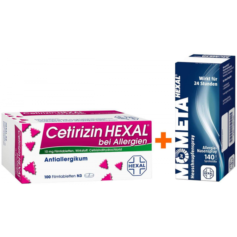Sparset Allergie Cetirizin Hexal 100 Filmtabletten und Mometahexal Heuschnupfenspray 18 g