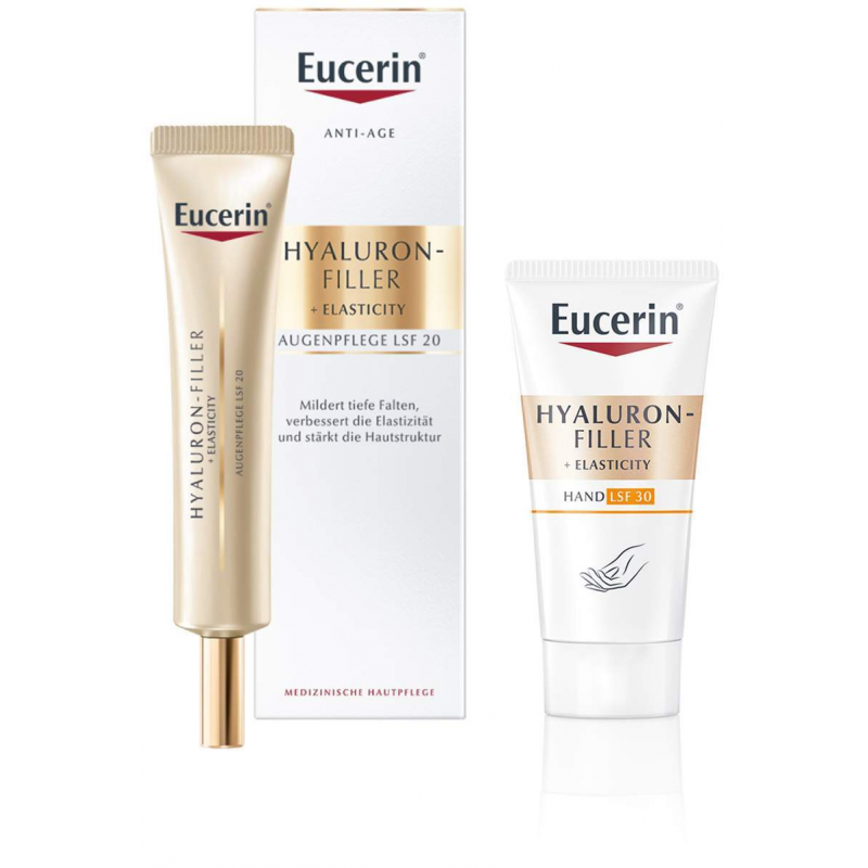 Eucerin Hyaluron Filler + Elasticity Augenpflege LSF15 15 ml + gratis Elasticity Handcreme 20 ml